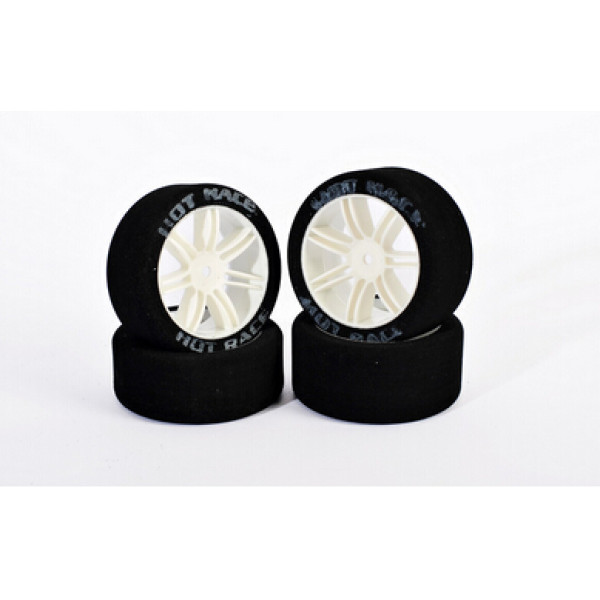 HOTRACE 1/10 WHITE RIMS TYRES 10 SETS FRONT: SHORE 37 REAR:SHORE 40 #F37/R40